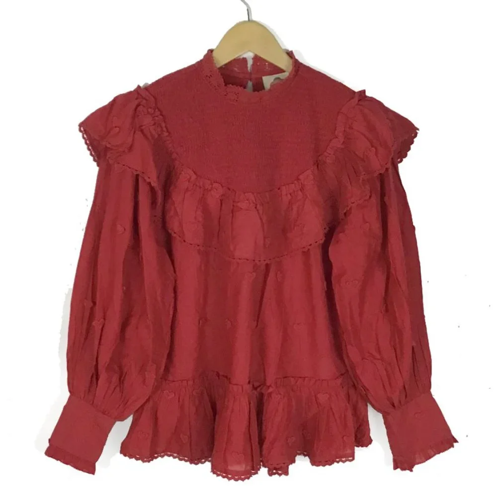 FARM RIO 3D Hearts Smocked Blouse - Picture 5 of 15